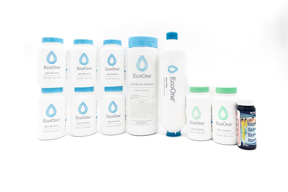 EcoOne | Hot Tub Chemical Maintenance & Supply Kit | Spa Shock & Conditioner Kit | Contains Oneshock Chlorine Tablets & Spa Monthly Conditioner | 6 EcoOne | Hot Tub Chemical Maintenance & Supply Kit | Spa Shock & Conditioner Kit | Contains Oneshock Chlorine Tablets & Spa Monthly Conditioner | 6